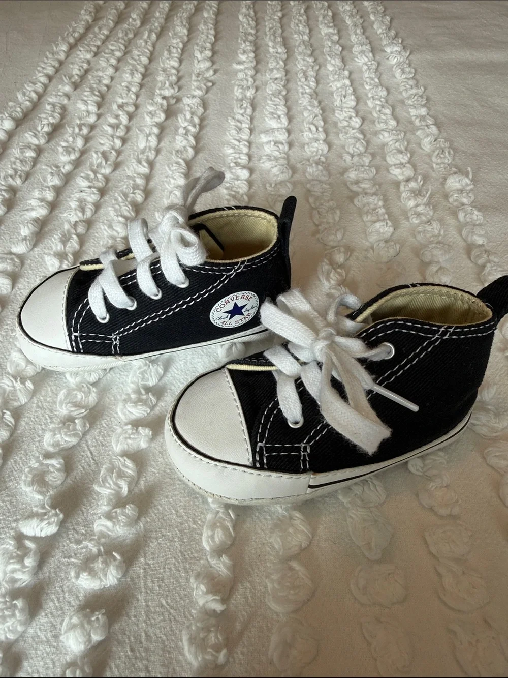 Converse Black and White Canvas High-Top Baby Booties size 3